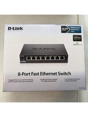 D-Link DES-108 - Fast Ethernet Switch - 10/100 - 8 Ports Open Box